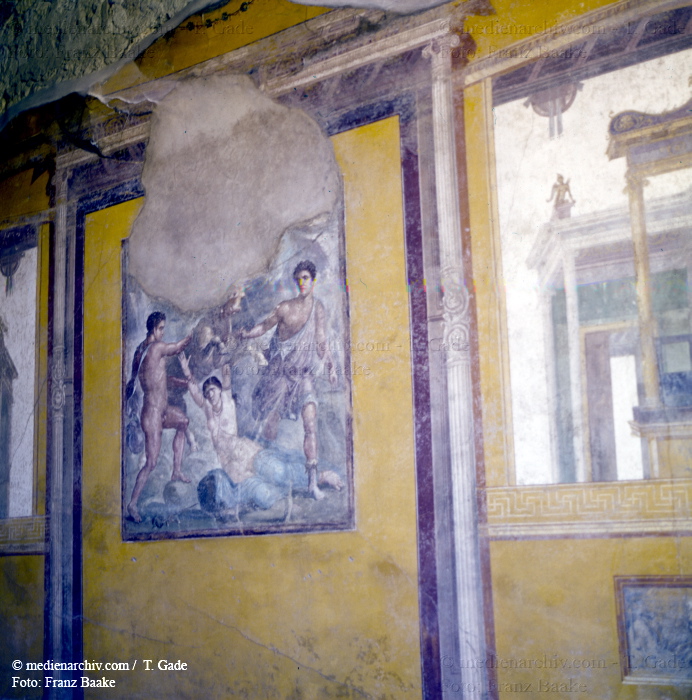 1960. Italien. Pompeji. Antike Stadt in Kampanien. Wandmalereien